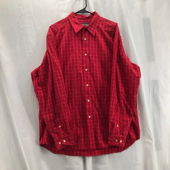 Eddie Bauer Other - Eddie Bauer Mens Button Up Long Sleeve Shirt Size L Red Check Cotton